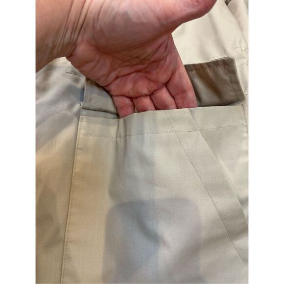 London Fog M khaki - navy zip front hip length adjustable waist cotton blend jac - Picture 6 of 8